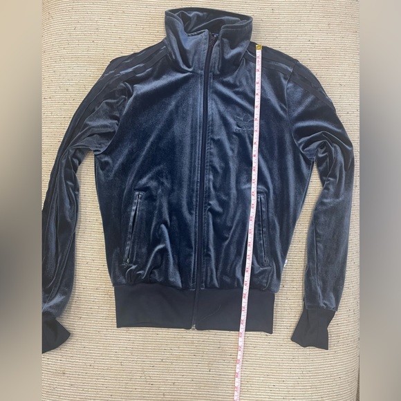 Adidas Blue Velour Zip Up Sweater - Picture 3 of 3